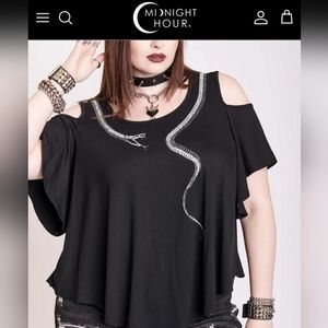 Midnight Hour black skeleton snake cold shoulder top